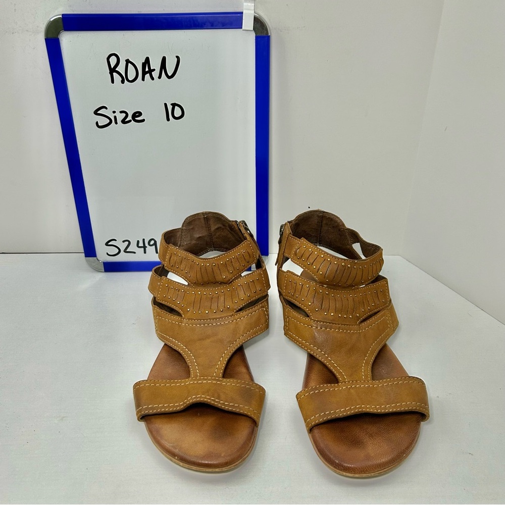 ROAN Bed Stu Charla Tan Brown Leather Strappy Sandals Size 10 - Picture 16 of 16